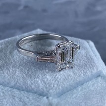 3 Stone IGI 2.05Ct D-VVS2 Emerald Cut Lab Grown Diamond Ring 14K Gold 3.23 TCW - £2,202.97 GBP