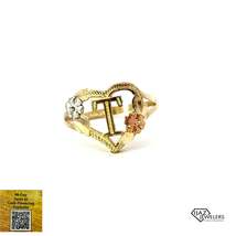 10K Gold Three Tone Heart T Ring - £87.81 GBP