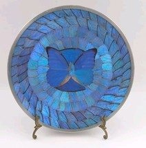 Blue Morpho Butterfly Taxidermy Wing Art 11.25&quot; Aluminum Plate Decor - £78.93 GBP