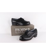 NOS Vintage 90s Streetwear Womens 10.5 D Chunky Heeled Leather Shoes Bla... - $1,656.82 MXN