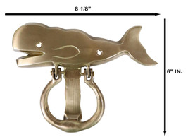 Nautical Marine Brass Metal Golden Sperm Whale Fish Door Knocker Sculpture - $39.99