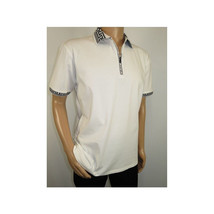 Men Sports Shirt DE-NIKO Short Sleeves Cotton Zipper Polo Shirt DBK104 White image 9
