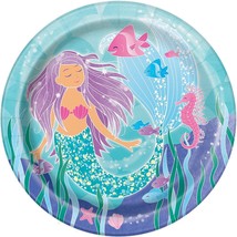 Unique Mermaid Party Round Dinner Paper Plates, 9&quot;, Multicolor - £11.87 GBP