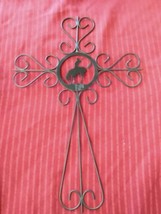 Curved Ornamental Cross 19&quot; x 12&quot; Metal Wall Art Decor Cowboy Western Christian - £30.07 GBP