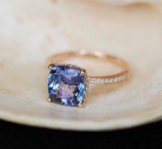 2.50Ct Cushion Cut Tanzanite Wedding Engagement Ring 14k Rose Gold Over - £71.72 GBP