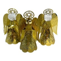Vintage Brass 3d Diecut Christmas Ornaments Gold Angels Lot Of 3 Set Detailed - £29.88 GBP