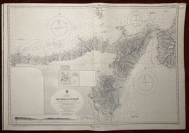 Nautical Chart Catania to Cefalu Sicily Messina Strait Mediterranean 1974 Adm... - £50.11 GBP