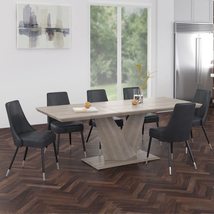 Eclipse/Silvano 7pc Dining Set in Oak with Grey Chair - £2,724.22 GBP