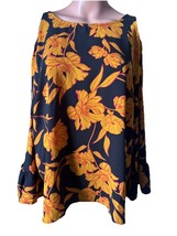 Women’s XXL Blouse By Apt 9 Black And Yellow Floral - $174.37 MXN