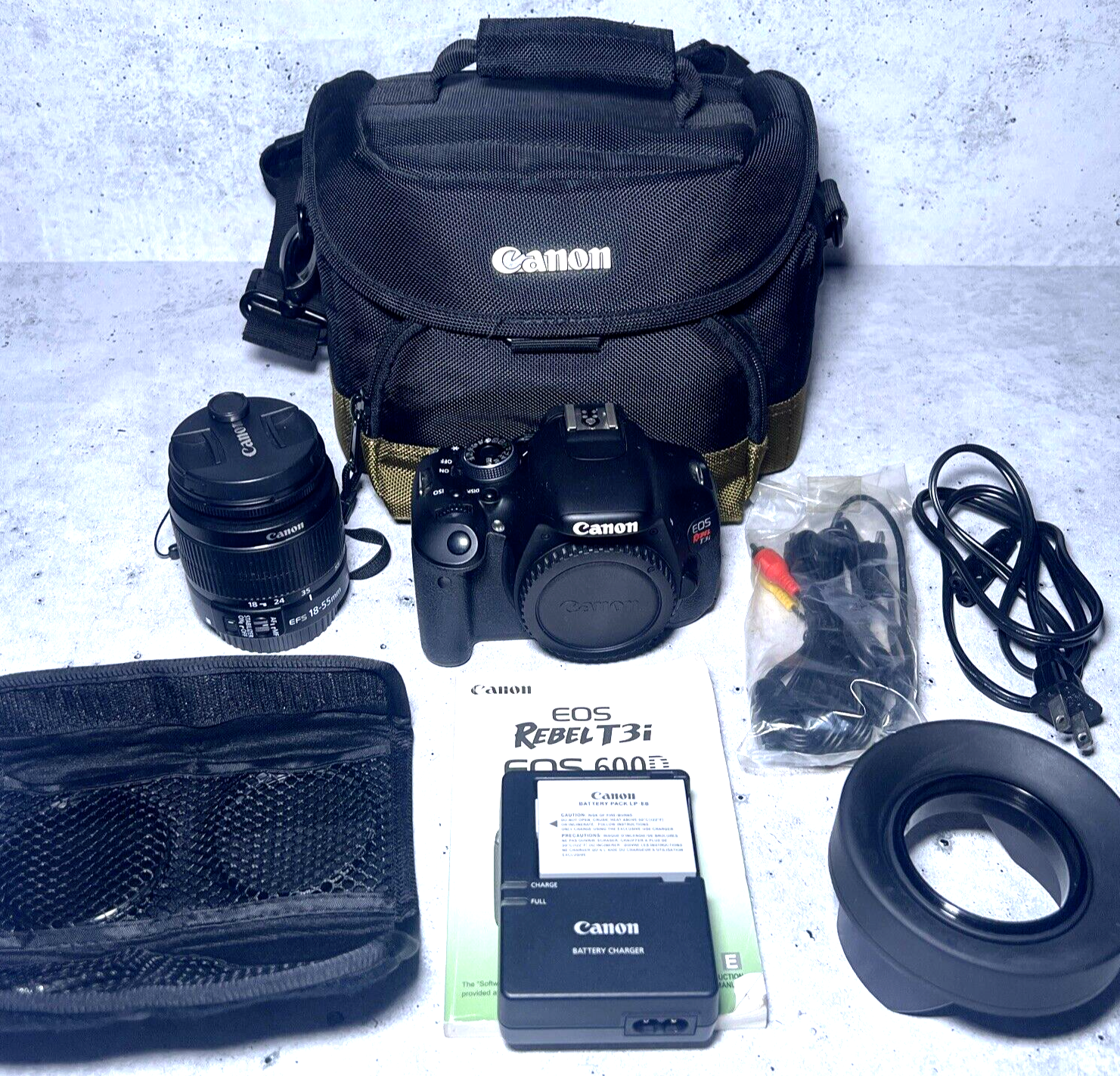 Canon EOS Rebel T3i 18MP DSLR EF-S IS II 18-55mm IS II Lens Complete Kit 1296 SC - $297.92
