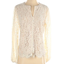 Rachel Zoe Cream Ivory Long Sleeve Floral Lace Button Up Blouse Size Small - £39.10 GBP