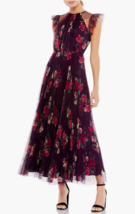 IEENA Mac Duggal Floral Ruffle Fit Flare Tulle Purple Dress SZ S NEW $398 - £184.92 GBP