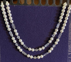 Double strand Faux Pearls and Beads Necklace  - Approx 24 &quot; - £11.95 GBP