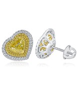 Art Deco Design 2.70 TCW GIA Heart Love Diamond Stud Earrings 18k White Gold - $9,898.97