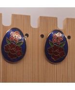 Vintage Avon Cloisonne Enamel Gold Tone Floral Enamel Stud Earrings - €19,54 EUR