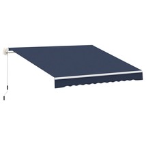 Outsunny 10&#39;x8&#39; Blue Retractable Patio Awning, Manual Crank, UV-Resistant - $253.99
