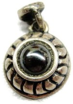 Detailed Cabochon Solid 925 Pendant Heavy Patina Vtg SU Sterling Silver Charm - £26.30 GBP