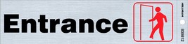 Entrance Door Symbol Sign Adhesive Sticker Brushed Aluminum 2&quot;x8&quot; HILLMA... - $404.09 MXN