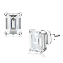 LO4633 - Rhodium Brass Earrings with Cubic  in Clear - $24.99