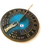 Brass Father Time Sundial with Verdigris Highlights Engraved with Grow O... - £101.14 GBP