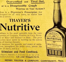 Thayer&#39;s Nutritive Cough Medicine 1894 Advertisement Victorian Medical 3... - £6.25 GBP