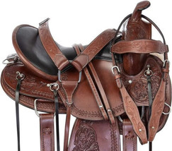 Western  Leather Horse Saddle Pleasure Trail Hand Tooled Size 10&quot; to 18&quot; - £357.33 GBP+