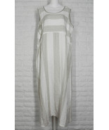 BODIL Dress Striped Print Sleeveless Pockets Linen Off White Tan New Large - $123.74