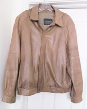 VTG North Beach Leather Men&#39;s Jacket Coat Bomber Trucker Distressed Brow... - $78.00