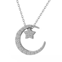 Trusta 925 Sterling Silver Necklace Jewelry Moon&amp;Star 925 Pendant  State... - £19.60 GBP