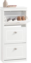 Haotian White Shoe Cabinet With 3 Flip Drawers,, 9.45&quot; D X 20.87&quot; W X 46&quot; H - £134.09 GBP