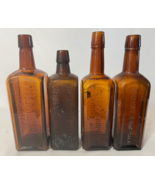 4 Antique Amber Bitters Bottles Paines Hostetters Electric Brand - $81.92 CAD