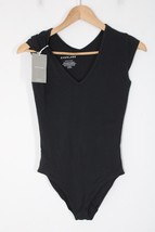 NWT Everlane XS Black Cap Sleeve Supima Cotton V-Neck Ballet Bodysuit Top - £22.31 GBP