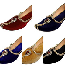 Mens Wedding Jutti ethnic Mojari Indian Punjabi Shoes US 8-12 Red emerald - £25.67 GBP