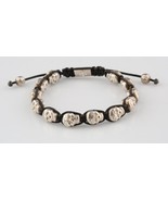 Nialaya Hommes Skullbead Argent Sterling Shamballa Bracelet Taille 7 Éto... - $1,266.59