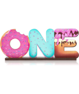One year old birthday party donut theme &quot;one&quot; sign photo prop table deco... - £4.69 GBP