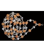 Rudraksha and Sphatik Mala in Pure Silver - 54+1 beads - Lab Certified - $2,295.12 MXN