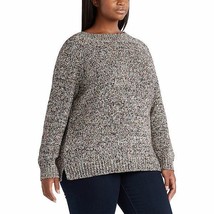 Plus Size Chaps Brown &amp; Black Marled Boatneck Sweater Women&#39;s 1X - £59.95 GBP