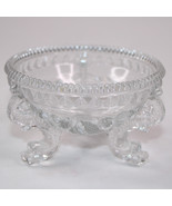 VINTAGE WHITE IRIDESCENT LUSTRE CARNIVAL CLEAR GLASS FOOTED BOWL OR DISH - £4.70 GBP