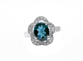 Topaze Bleu Londres Fantaisie Bague 8x10 MM Ovale London Bande Novembre - $83.82