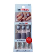 NEW Kiss Nails Impress Press Manicure Short Gel Matte Gray Snowflake Chr... - £10.12 GBP