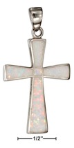 Sterling Silver Synthetic White Opal Cross Pendant - £57.41 GBP+