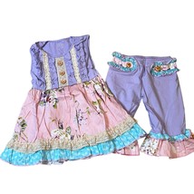Tutu and LuLu 6/7 Girls Lavender &amp; Pink Floral Ruffle Outfit New - £22.99 GBP