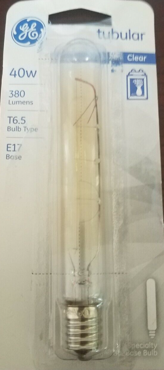 GE Lighting 1429142 T6-1/2 E17 Base Tubular Refrigerator Appliance Bulb-NEW