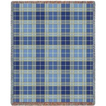 72x54 BLUE BELL Plaid Tapestry Afghan Throw Blanket - £49.61 GBP