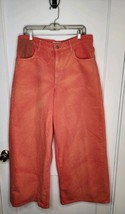 Free People We The Free Waterfalls Baggy Wide Leg Jeans Orange Size 31 New - $65.00