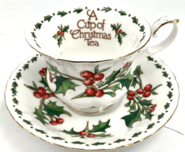 Vintage Waldman House Press A CUP of CHRISTMAS TEA Bone China Cup &amp; Sauc... - £22.28 GBP