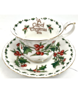 Vintage Waldman House Press A CUP of CHRISTMAS TEA Bone China Cup &amp; Sauc... - $29.69