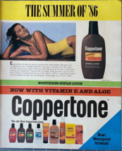 1986 Coppertone Vintage Print Ad Waterproof The Summer of &#39;86 Sun Tannin... - $12.55
