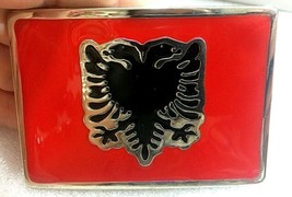 New Albania Flag Eagle Rectangle Buckle BELT-ZINC Alloy Enamel BUCKLE-8 X 5.5 Cm - £9.29 GBP