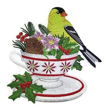 Custom Festival Goldfinch and Christmas Tea Embroidered Iron on/Sew Patc... - £25.71 GBP